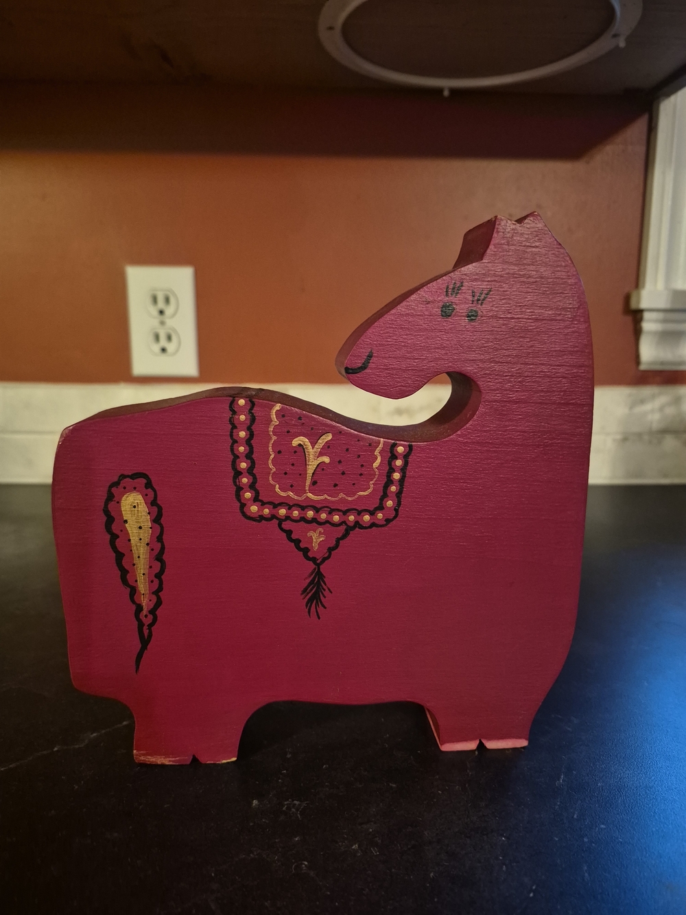 Vintage Hand Painted Wooden Folk Art Horse/ Scandinavian Dala Style